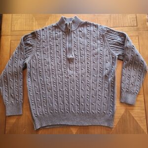 Izod Quarter Zip Gray Cable Knit 2XL Easy Care